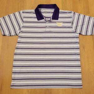 University of Washington Polo Shirt Men XL Striped Short Sleeve Huskies Football
